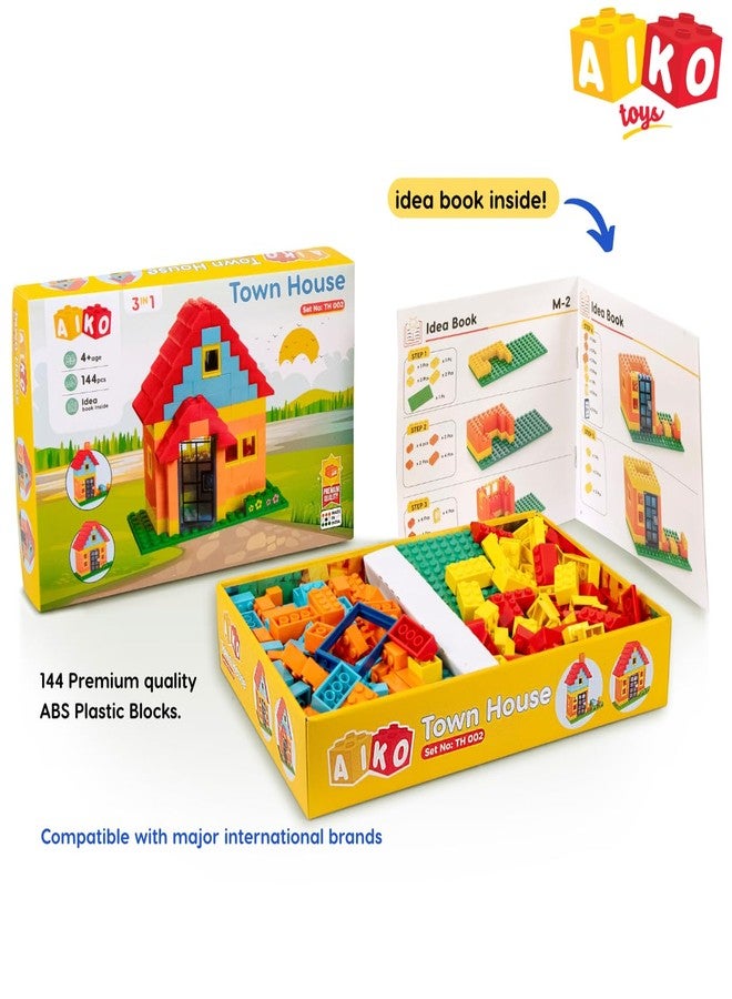 AIKO Town House Set No.2 | 144 Pcs ABS Plastic Building Blocks | Multi-Colour Construction Toy for Kids | Learning & Educational Blocks with Idea Booklet | Safe & Durable | Best Gift for Boys & Girls - Image 2